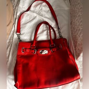 Vintage Michael Kors Red Leather Satchel Bag